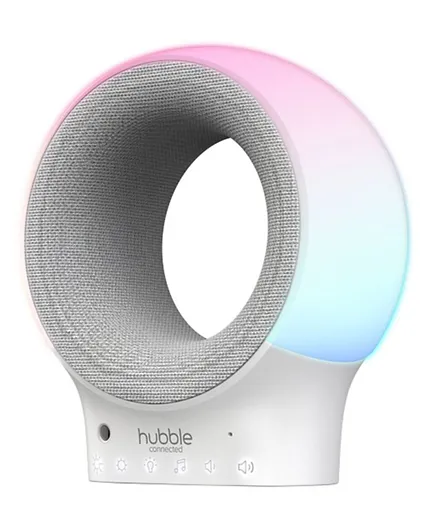 هابل - جهاز مراقبة الأطفال إكليبس ذو الاتجاهين للصوت ومهدئ مع ضوء ليلي ملون بـ7 ألوان - أبيض