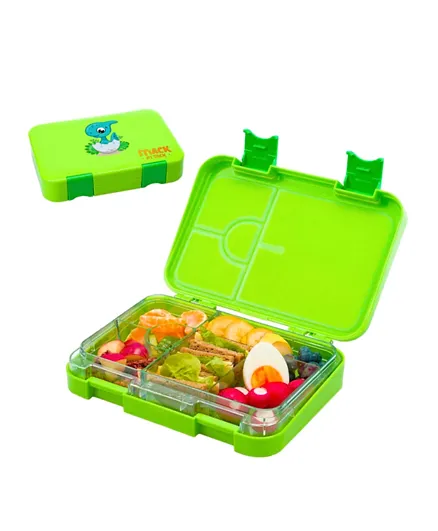 Snack Attack 4 & 6 Convertible Compartments Bento Lunch Box - Green