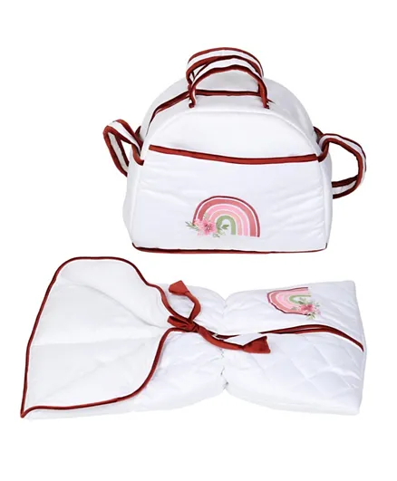 Little Angel Baby Sleeping Bag With Diaper Bag - White/Red