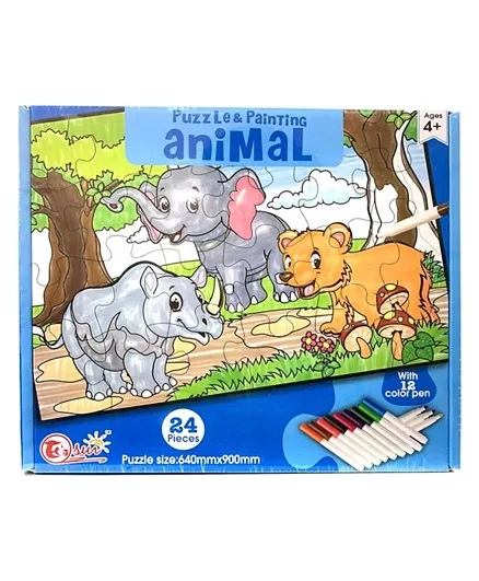 Tu Sun Puzzle and Painting Animal Multicolor - 24 Pieces