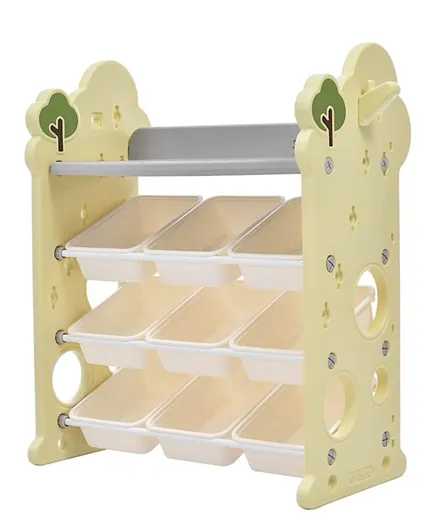 Little Angel Kid Toys Organizer Cabinet With Bins & Hook - Yellow