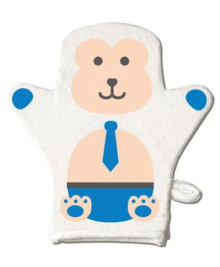 Farlin Baby Wash Mitten Monkey - White and Blue