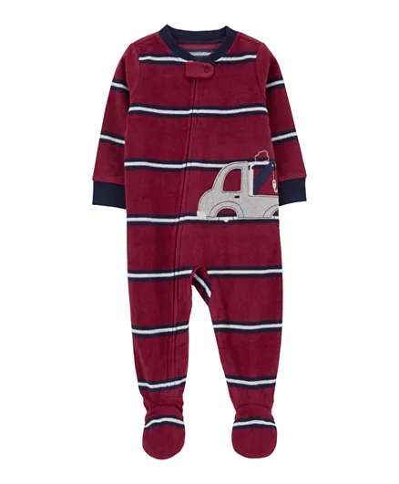 Carter's 1 Piece Truck Fleece Footie Pajamas  - Red