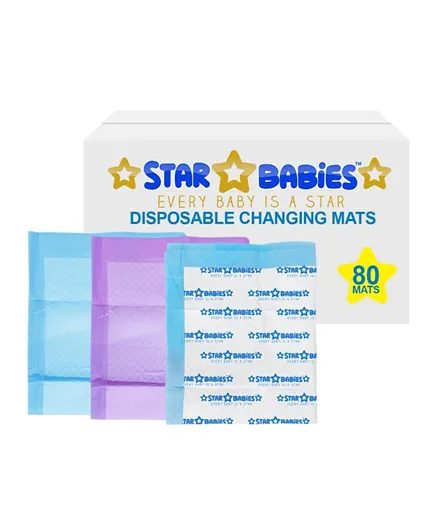 Star Babies Disposable Changing Mats Purple/Blue - Pack Of 80