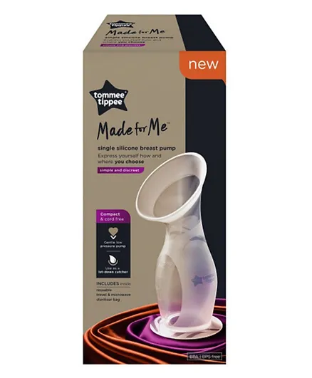 Tommee Tippee Made for Me Manual Silicone Breast Pump and Let-Down Catcher with Steriliser Bag