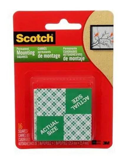 3M Scotch Double-Sided Mounting Squares 111-ESF - 16 Per Pack