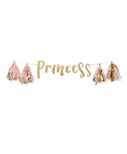 Creative Converting Princess Glitter Banner Pack of 1 - Pink