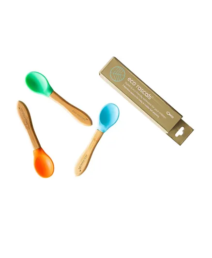 Eco Rascals Best Bamboo and Silicone Spoon Set