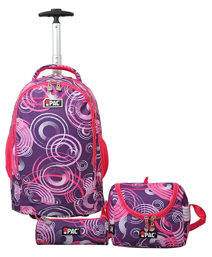 iPac Whirlpools 19 inch Trolley Backpack + Lunch Bag + Pencil Case - Pink Purple