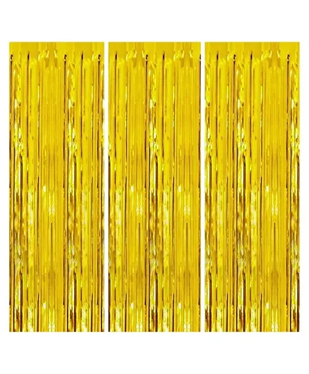 Highlands Golden Metallic Foil Fringe Curtain - Pack of 3