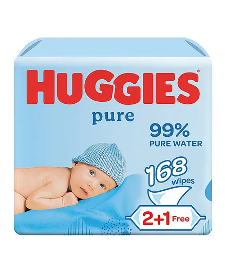 Huggies 99% Pure Water Wipes 2+1 Free - 168 Pieces