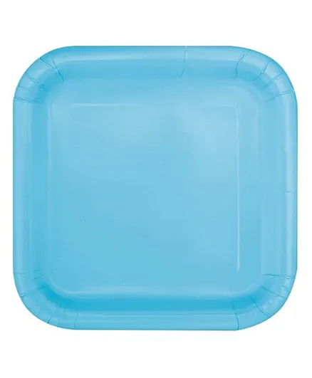 يونيك - أطباق مربعة زرقاء للحفلات (16 قطعة) - 7 بوصات