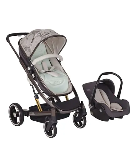 Kraft Leon Travel System Baby Stroller - Light Beige & Black