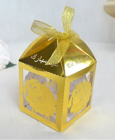 علبة هدايا وعيدية هلالفل بمناسبة عيد مبارك ذهبية - عبوة من 10