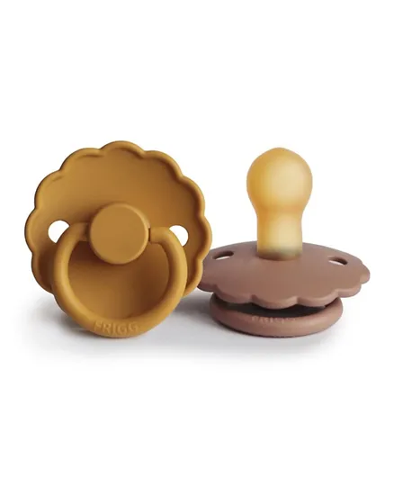 FRIGG Daisy Latex Baby Pacifier 2-Pack Honey Gold/Rose Gold - Size 1