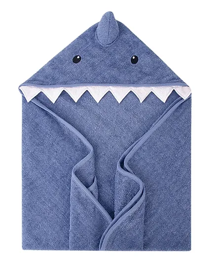 Hudson Childrenswear Baby Shark Cotton Hooded Towel -Blue