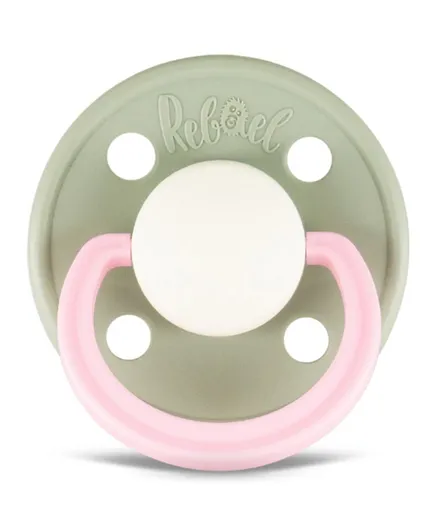 Rebael Fashion Natural Rubber Round Pacifier Size 2 - Cloudy Pearly Flamingo