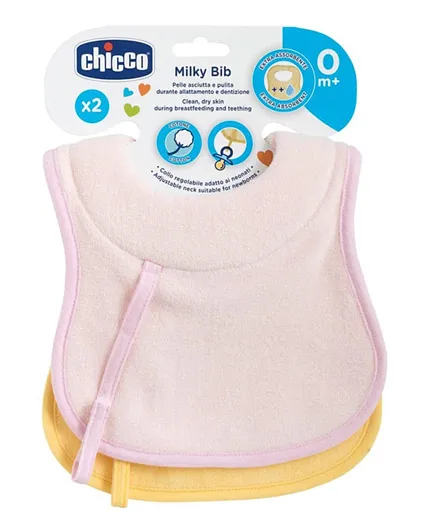 Chicco Milky Bib Multicolor - Pack of 2 ( Colour may vary )