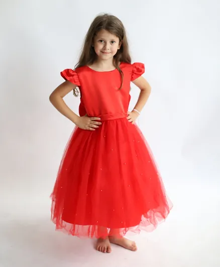 دي دانيلا فستان الأميرة المزين - أحمر