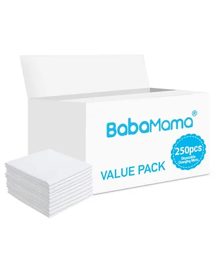 Babamama White Disposable Changing Mats Value Pack - 250 Pieces