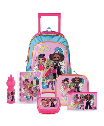 L.O.L OMG Glam Shores 6-In-1 Trolley Backpack Set