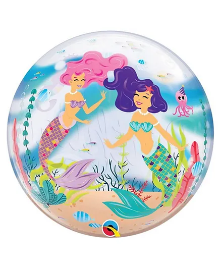 Party Camel Mermaid Birthday Bubble Balloon - Blue