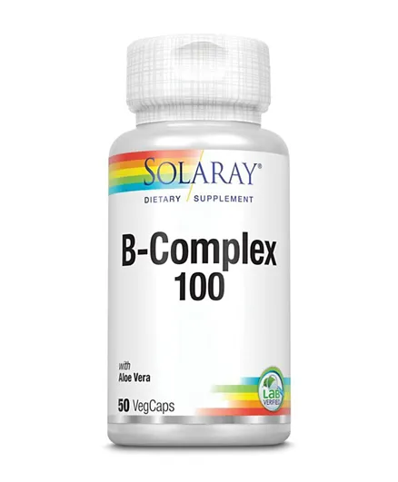 Solaray Vitamin B-Complex 100 with Aleo Vera Capsules - 50 Capsules