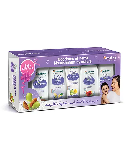 Himalaya Baby Care Gift Pack, Herbal Skincare Set for Newborns, Includes Shampoo, Lotion, Bath, Powder & Cream - 5 Items