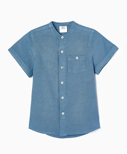 Zippy Short Sleeves Button Closure Shirt - Blue