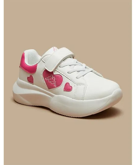 Kappa Heart Detail Sneakers With Velcro Closure  - White