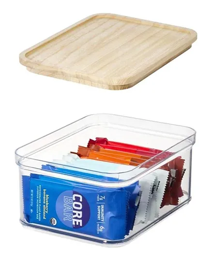 آي ديزاين - صندوق تخزين الأطعمة الهشة من روزانا بانسينو بغطاء خشبي من البلاستيك المعاد تدويره
