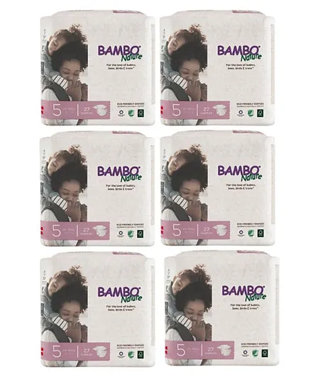 Bambo Nature Eco-Friendly Mega Pack Diapers Pack of 6 Size 5 - 162 Diapers