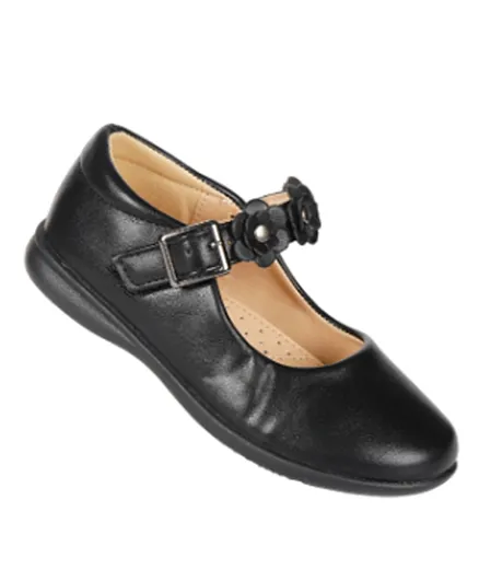 نينوس حذاء مدرسي مزين بزهور - أسود
