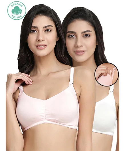 Inner Sense 2 Pack Organic Cotton Antimicrobial Soft Nursing Bra with Removable Pads - Multicolor