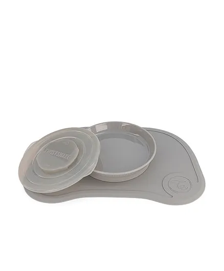 Twistshake Click-Mat with Plate & Lid - Pastel Grey