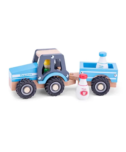 New Classic Toys Tractor With Trailer & Milk Bottles Playset