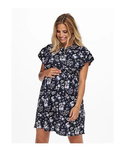 Only Maternity Printed Maternity Dress - Navy Blue