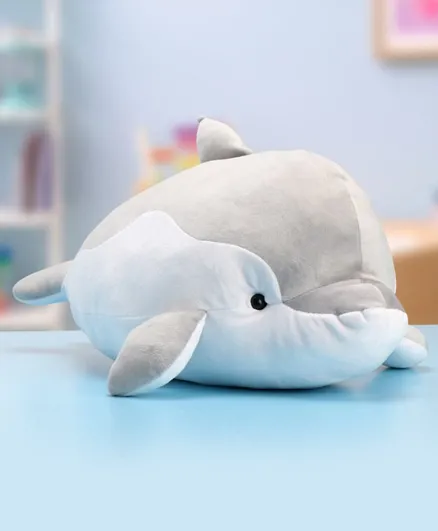 Babyhug Dolphin Premiun Plush Toy cum Cushion Grey - Length 57 cm