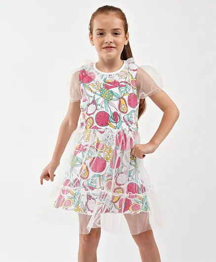 كووكي كيدز فستان بأكمام قصيرة - متعدد الألوان