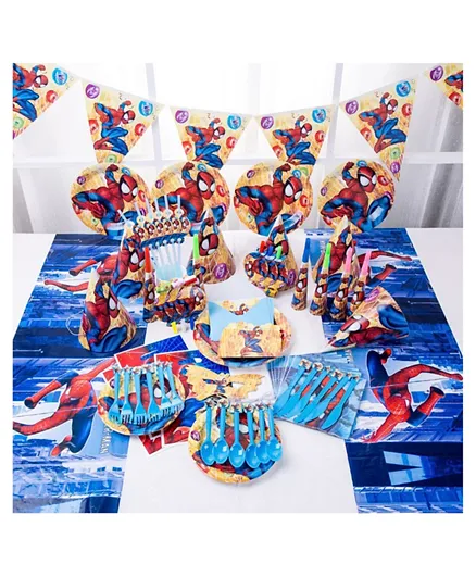 UKR Spiderman Theme Disposable Tableware for 6 People Party Set - 86 Pieces