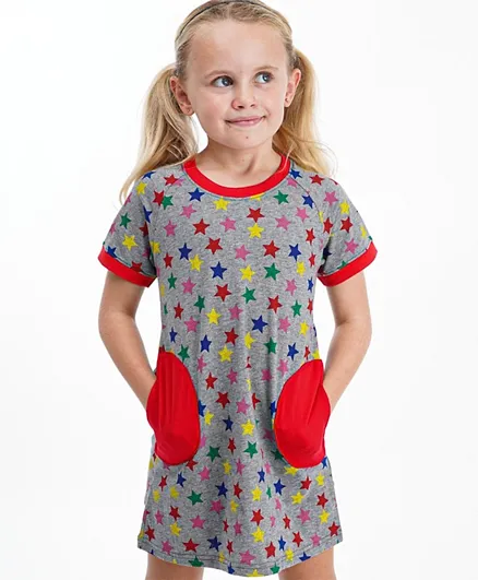 فستان بأكمام قصيرة للأطفال من كووكي كيدز - متعدد الألوان