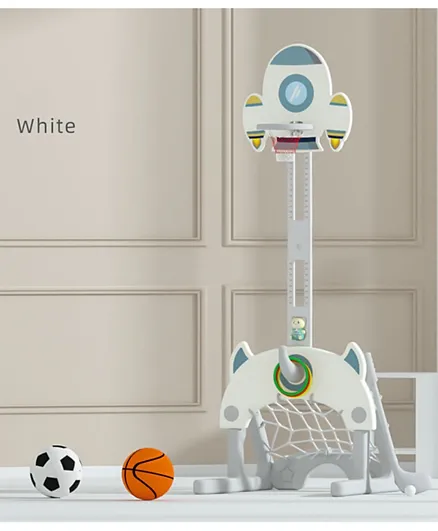 Classic Rocket 5-in-1 Basketball Stand for Kids, Multi-Sport Playset with Football and Hockey, Ages 3+