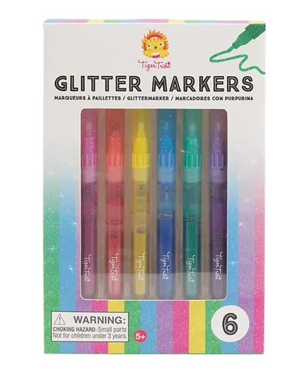 Tiger Tribe Glitter Markers - 6 Pc