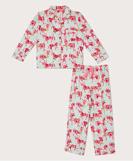 Monsoon Children Unicorn Roses Pyjama Set - Blue