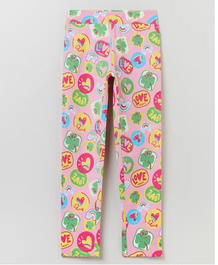OVS All Over Print Stretch Cotton Leggings - Pink