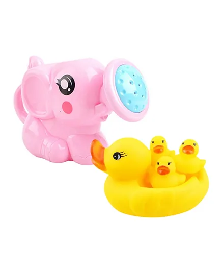 Star Babies Rubber Ducks with Watering Kettle Toy - Pink/Yellow
