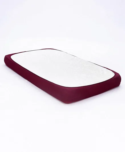 Babyhug Soft Cotton Terry Breathable and Waterproof Mattress Protector - Maroon
