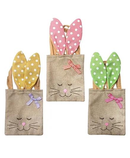 Party Magic-Easter Bunny Jute Bags Pack of 3 - Assorted Colors