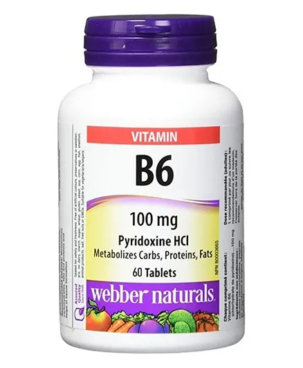 WEBBER NATURALS Vitamin B6 100 MG - 60 Tablets