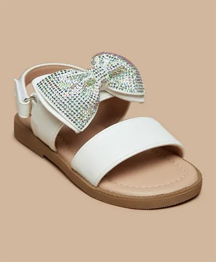 Flora Bella by Shoexpress Bow Embellished Strap Sandals - White